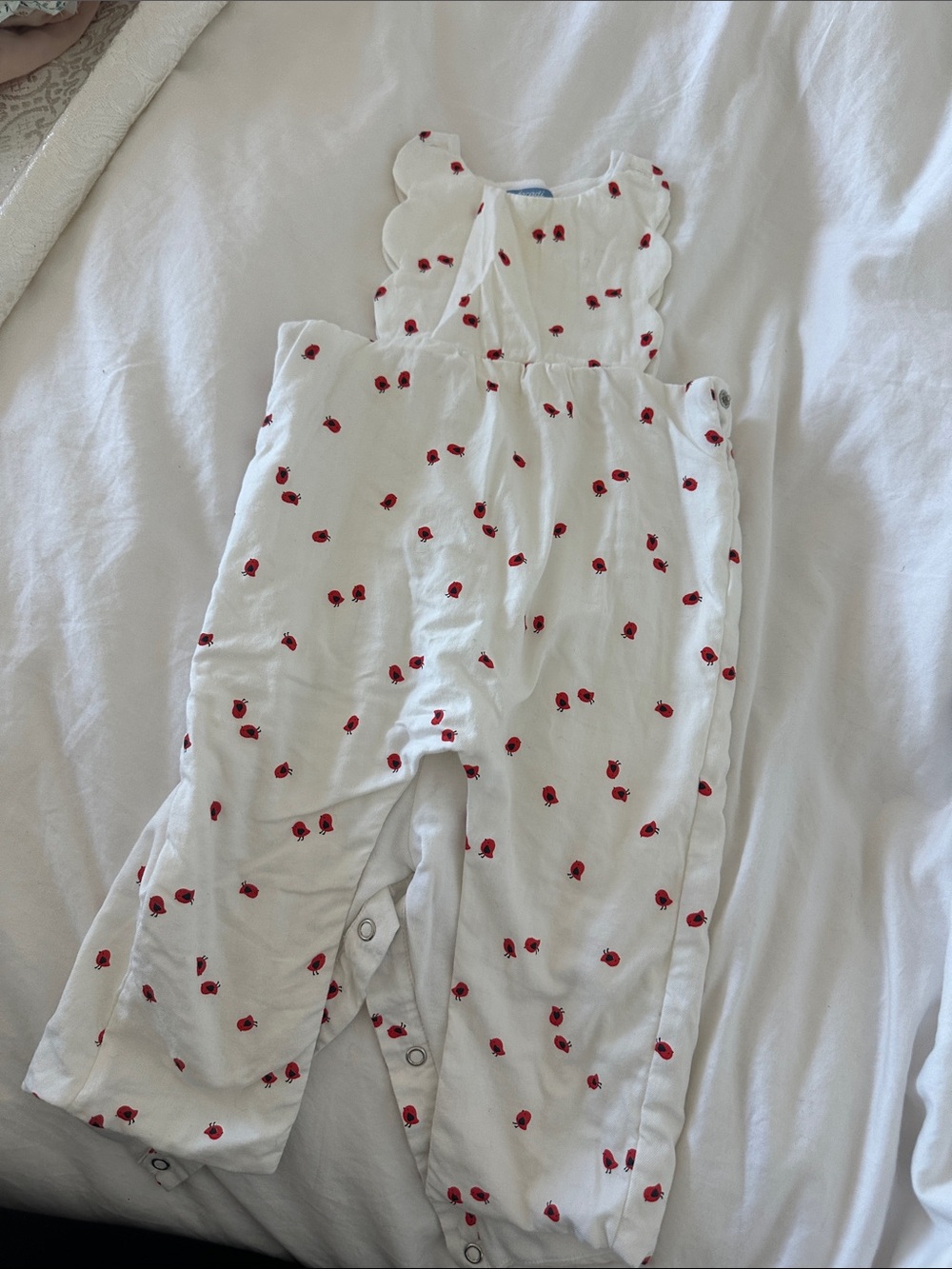Jacadi White Dress with Red Bird Print